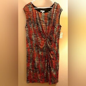JONES STUDIO WOMENS SIZE 22W RUCHED MULTI-COLOR DRESS STRETCH PULLOVER NWT